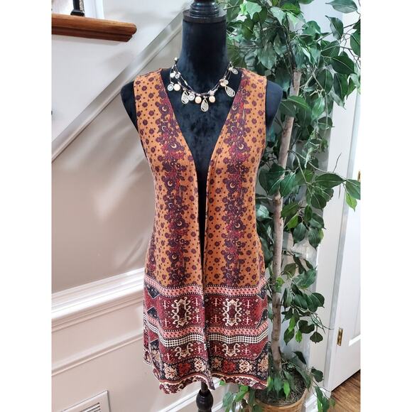 Est. 1946 Sweaters - Est. 1946 Women Brown Polyester Sleeveless Casual Open Front Vest Size Large